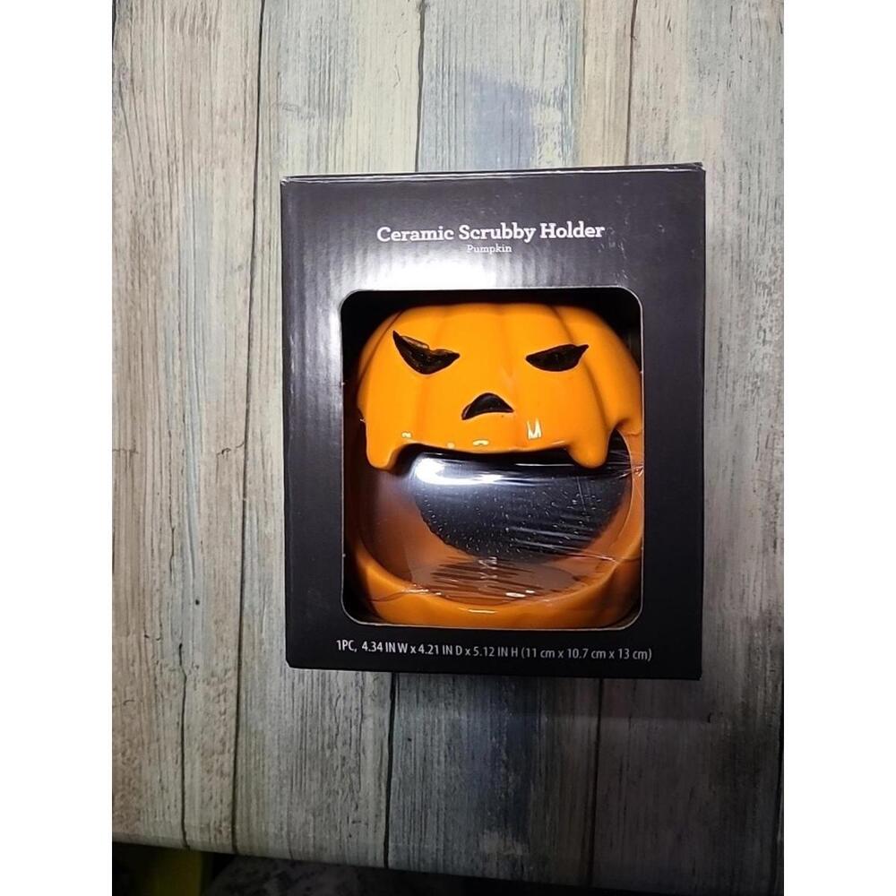 Way To Celebrate Ceramic Scrubby Holder Pumpkin